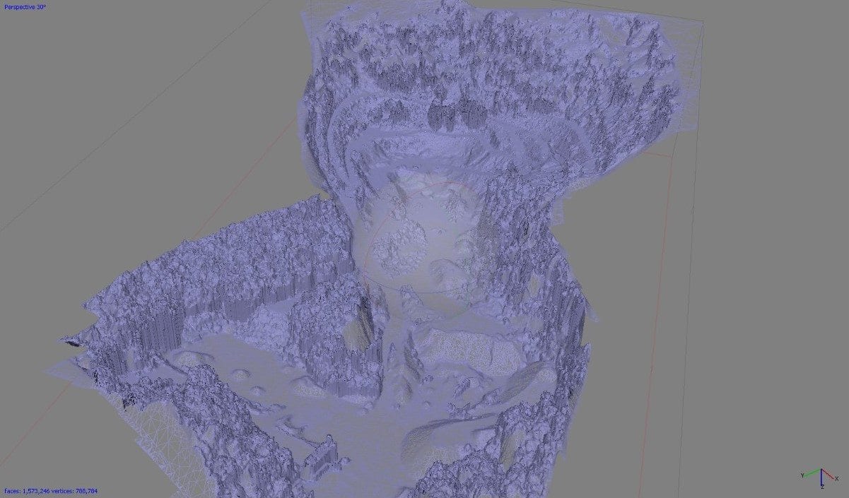 Figura 8 - rilievo di cava, modellazione 3D del terreno